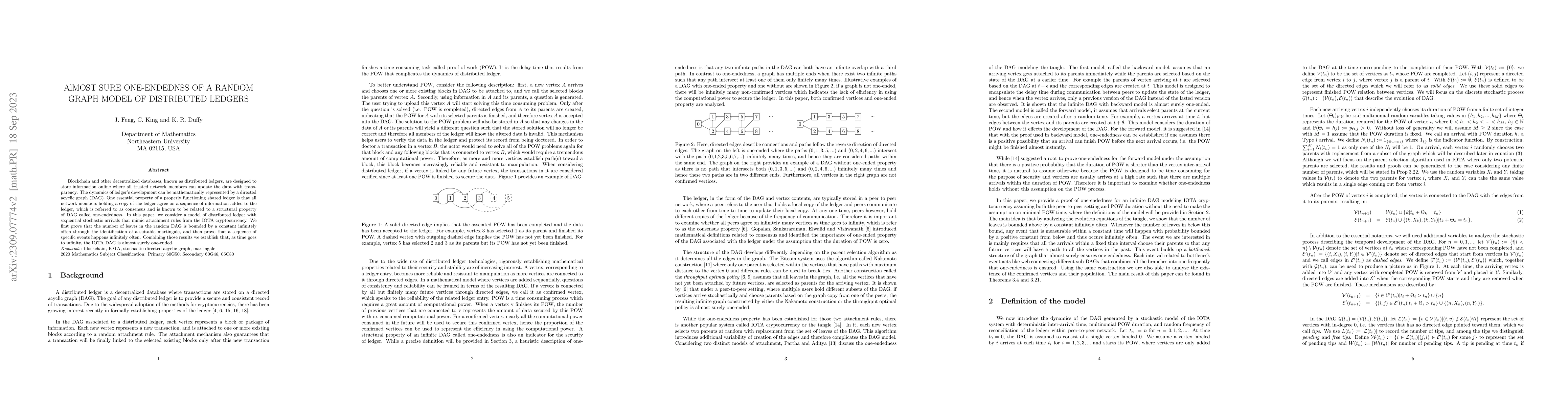 Thumbnail for Almost sure one-endedness of a random graph model of distributed ledgers