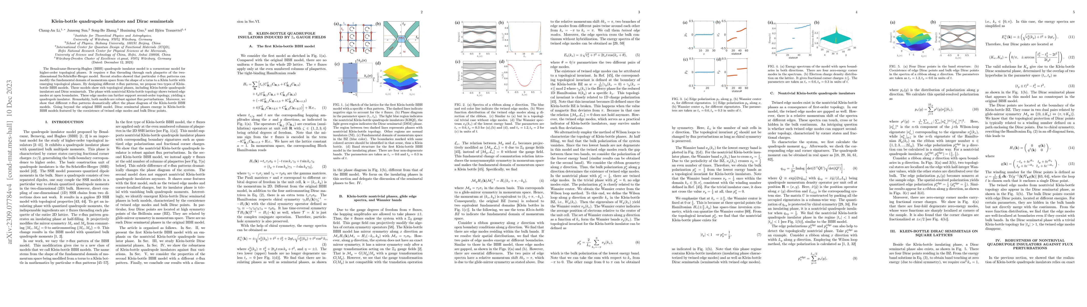 Thumbnail for Klein-bottle quadrupole insulators and Dirac semimetals