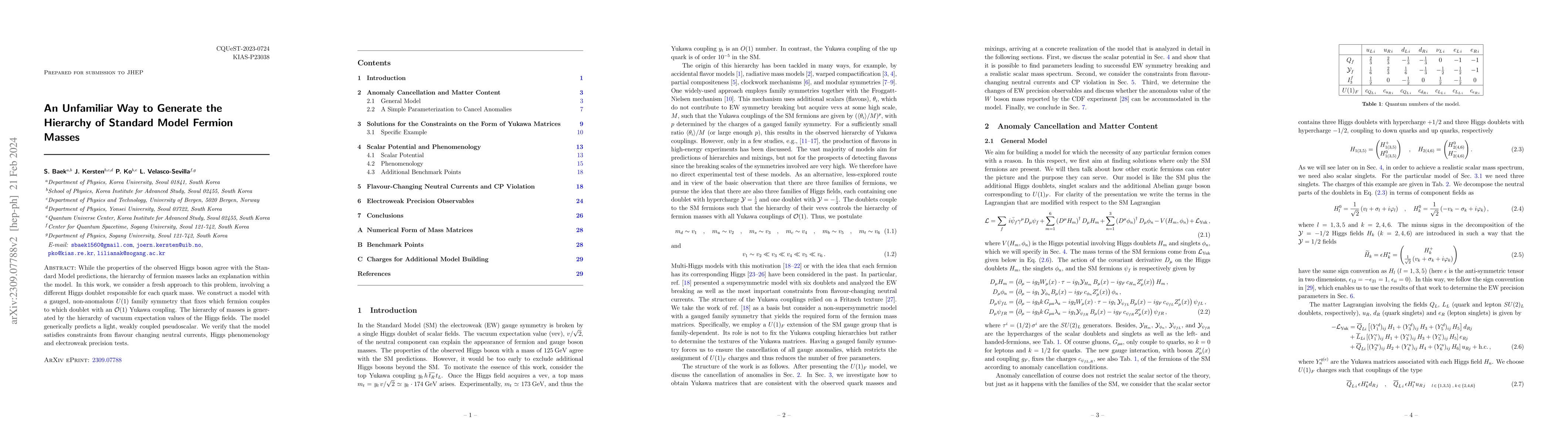 Thumbnail for An Unfamiliar Way to Generate the Hierarchy of Standard Model Fermion
  Masses