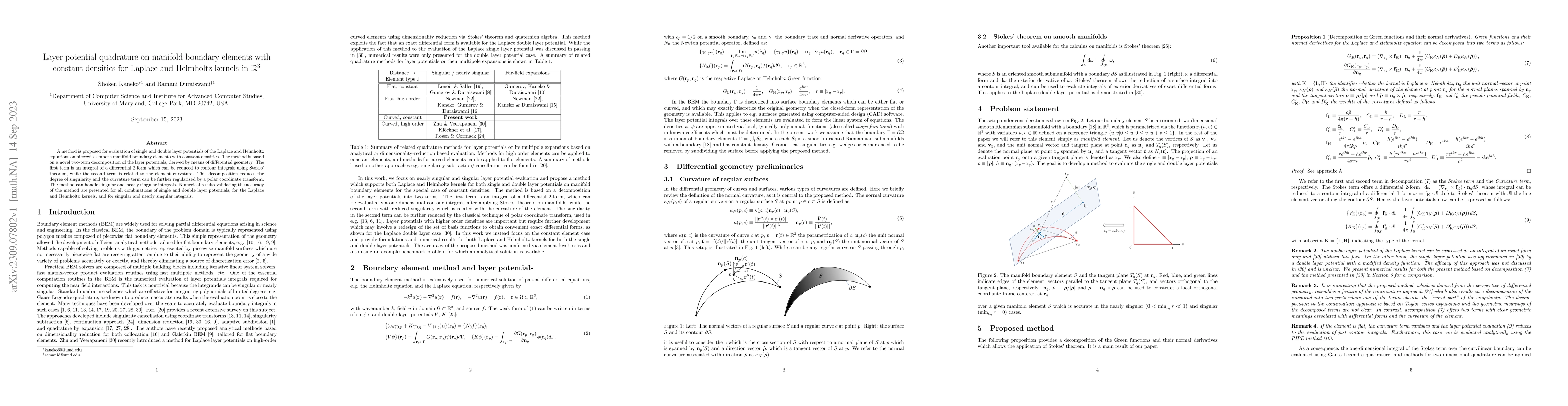 Thumbnail for Layer potential quadrature on manifold boundary elements with constant
  densities for Laplace and Helmholtz kernels in $\mathbb{R}^3$