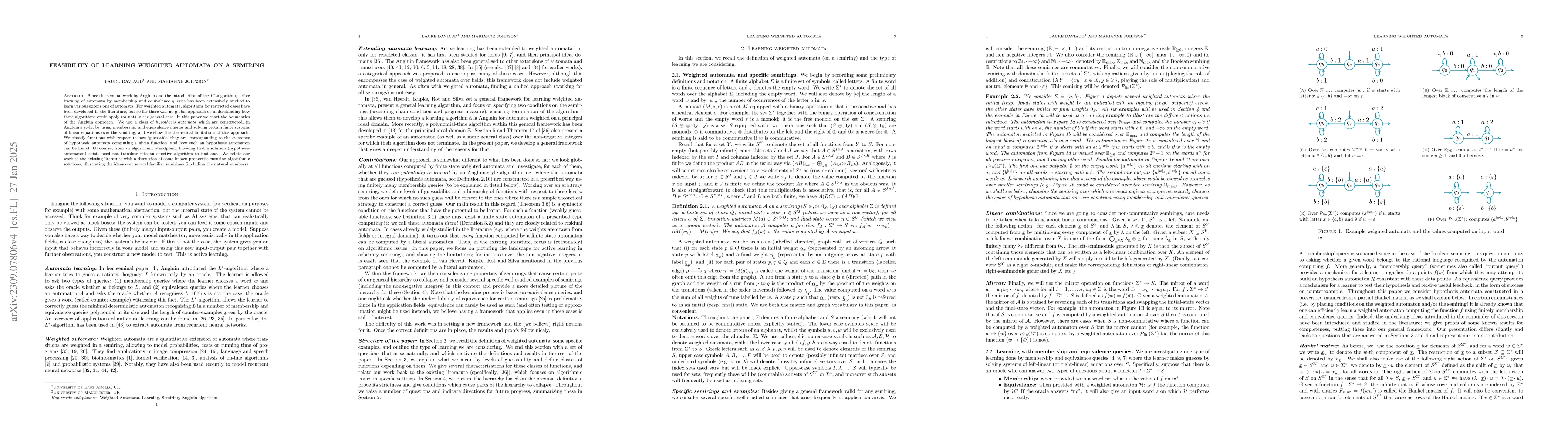 Thumbnail for Feasability of Learning Weighted Automata on a Semiring