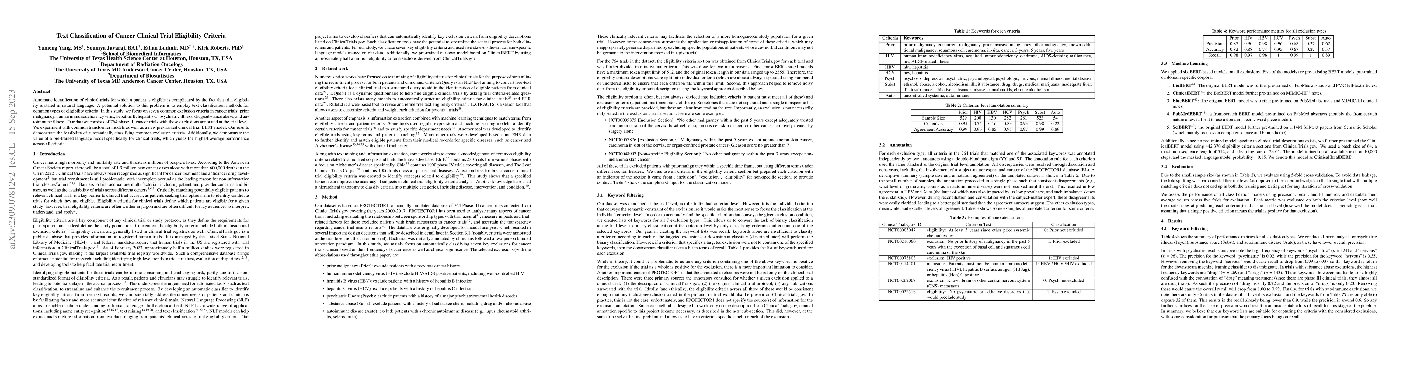 Thumbnail for Text Classification of Cancer Clinical Trial Eligibility Criteria