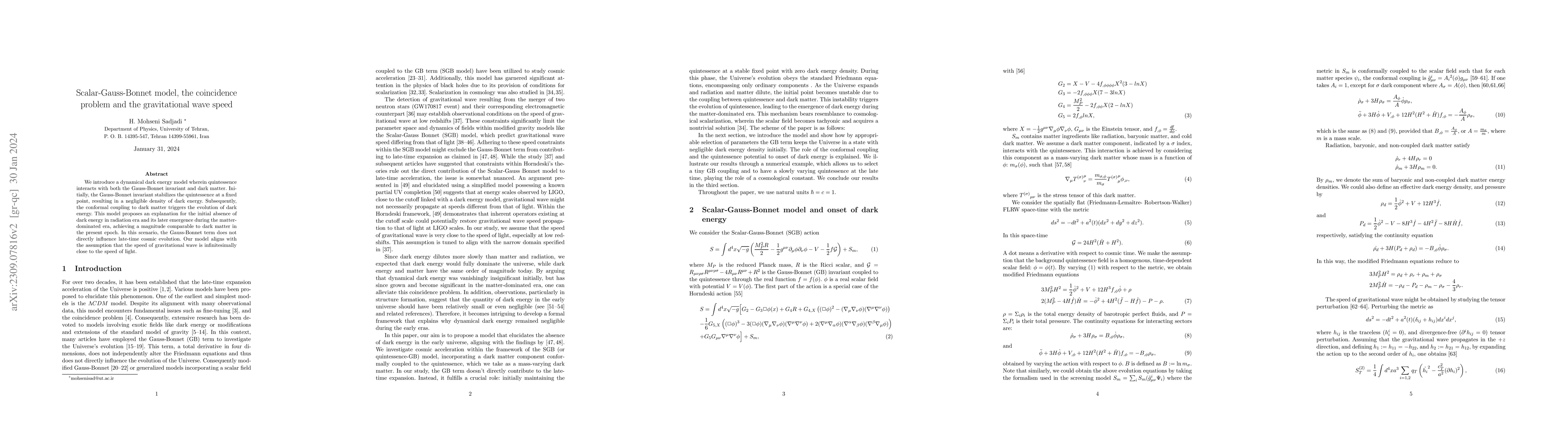 Thumbnail for Scalar-Gauss-Bonnet model, the coincidence problem and the gravitational
  wave speed