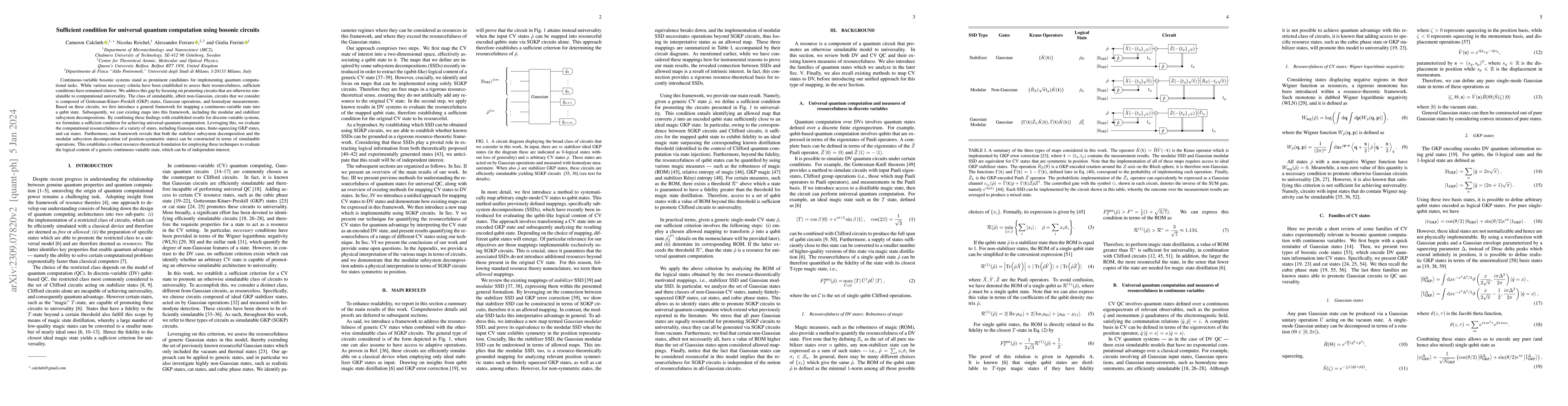 Thumbnail for Sufficient condition for universal quantum computation using bosonic
  circuits
