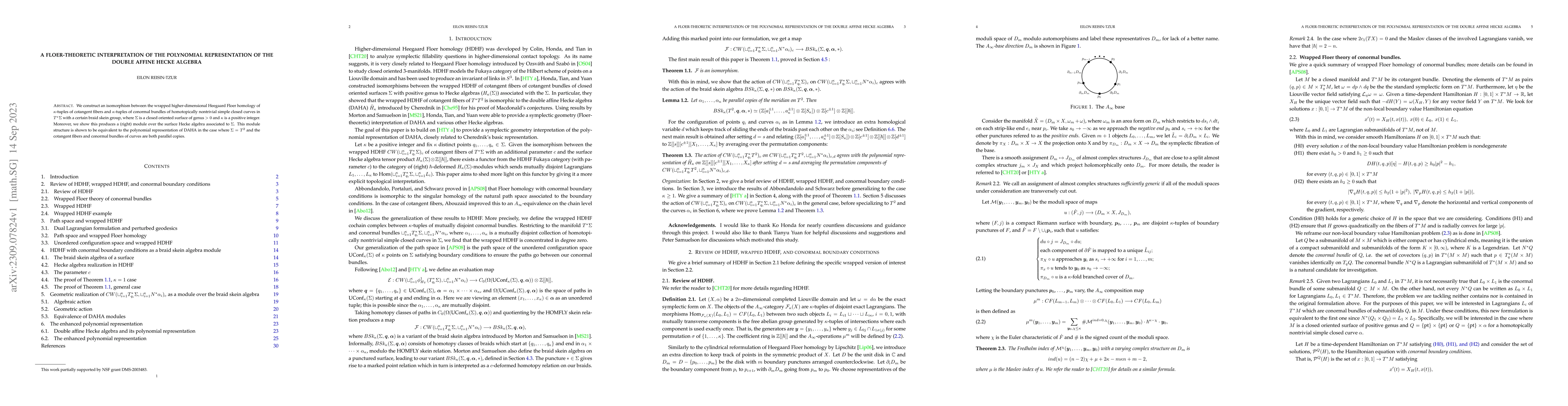 Thumbnail for A Floer-theoretic interpretation of the polynomial representation of the
  double affine Hecke algebra