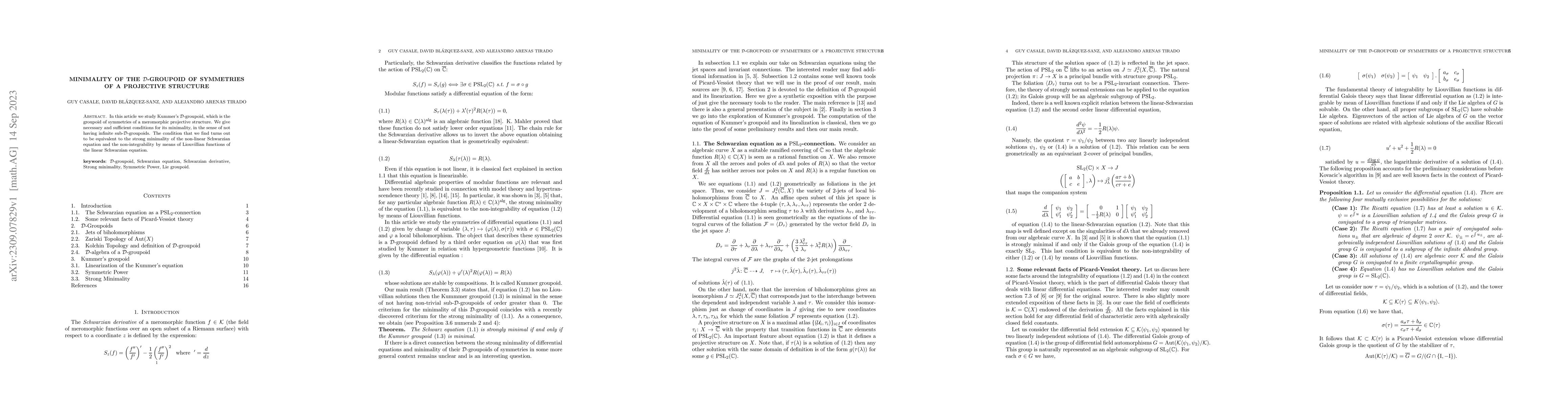 Thumbnail for Minimality of the $\mathcal D$-groupoid of symmetries of a projective
  structure