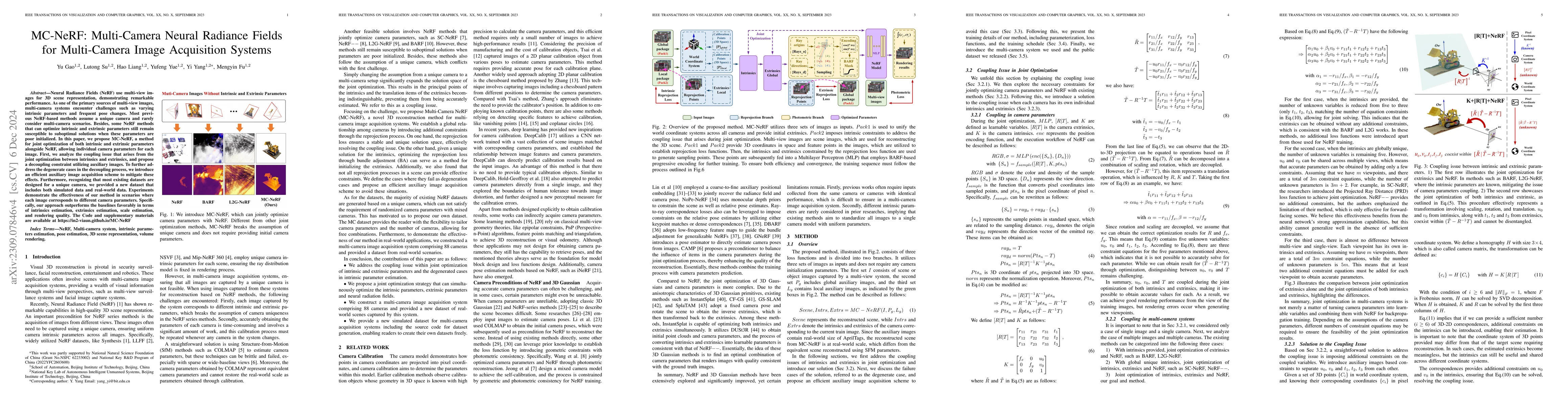 Thumbnail for MC-NeRF: Multi-Camera Neural Radiance Fields for Multi-Camera Image
  Acquisition Systems