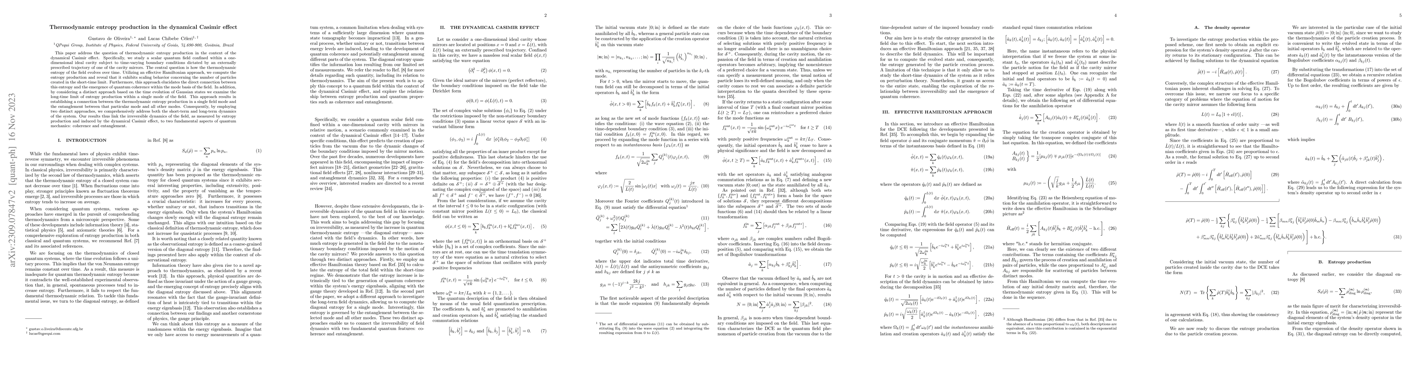 Thumbnail for Thermodynamic entropy production in the dynamical Casimir effect
