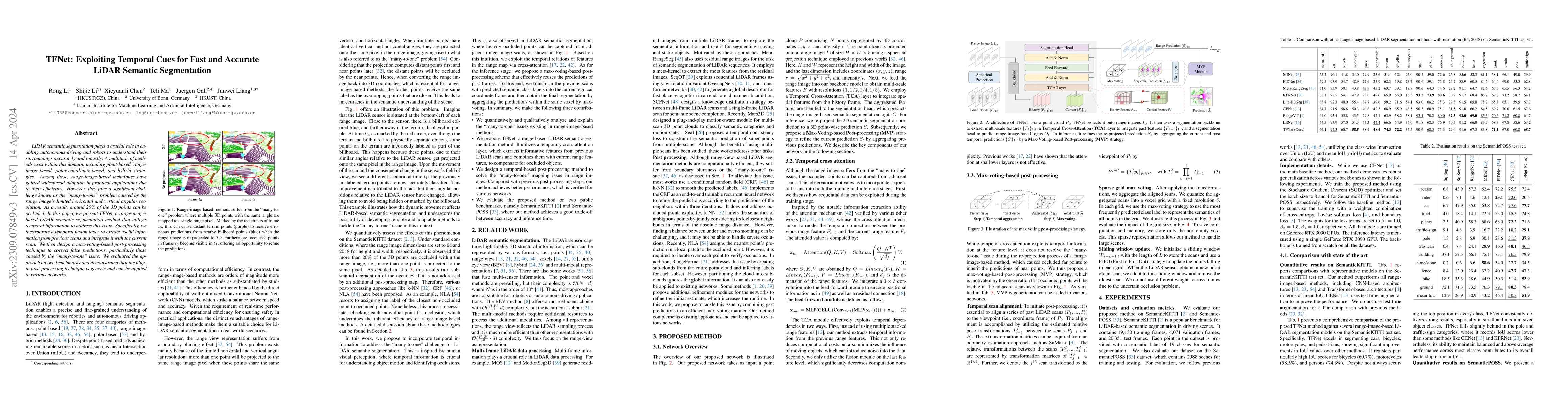 Thumbnail for TFNet: Exploiting Temporal Cues for Fast and Accurate LiDAR Semantic
  Segmentation