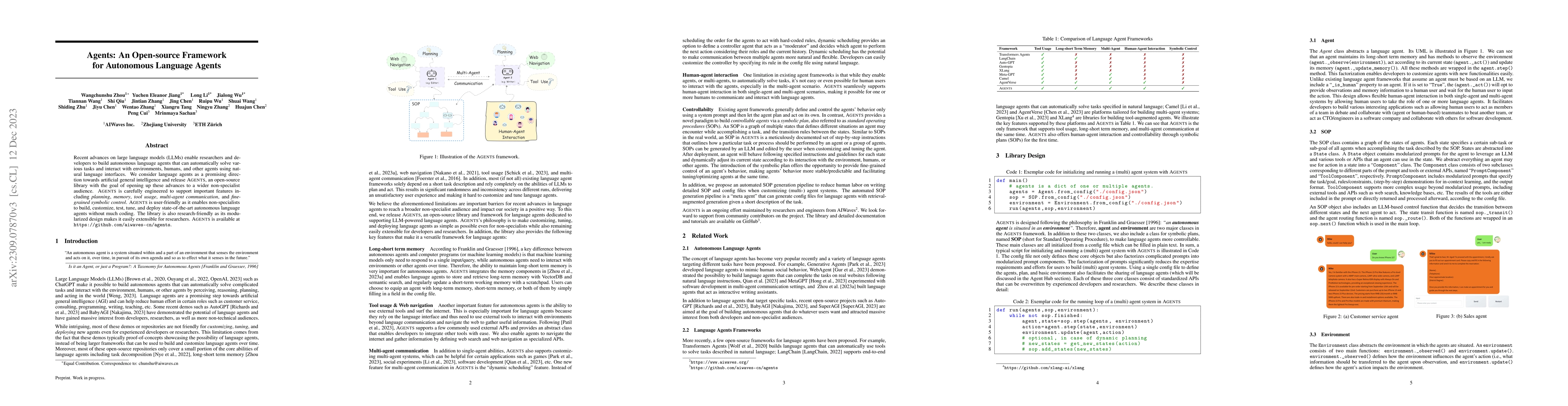 Thumbnail for Agents: An Open-source Framework for Autonomous Language Agents