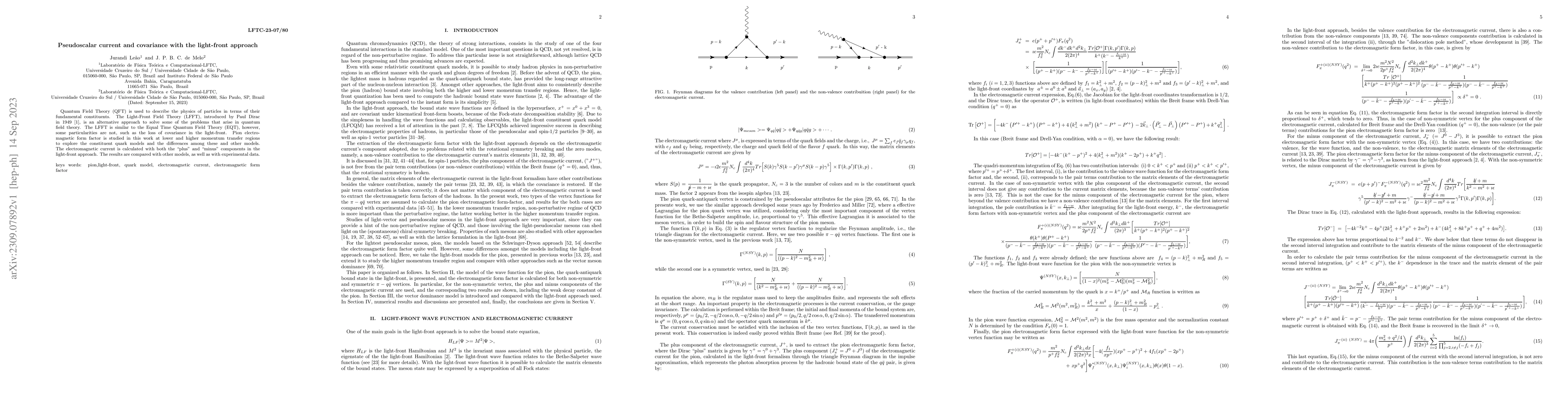 Thumbnail for Pseudoscalar current and covariance with the light-front approach
