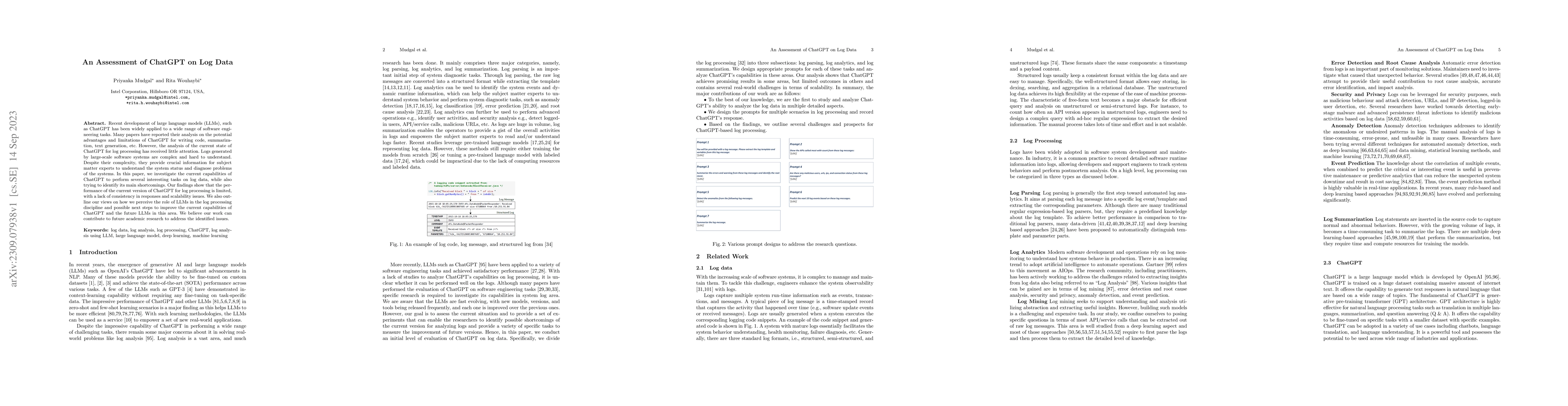 Thumbnail for An Assessment of ChatGPT on Log Data