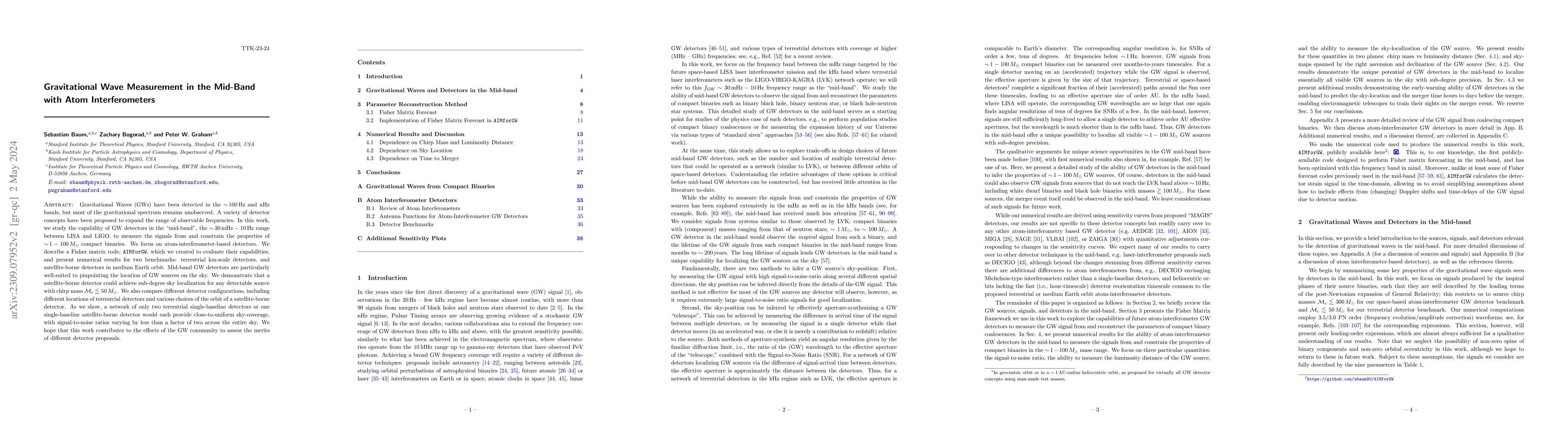 Thumbnail for Gravitational Wave Measurement in the Mid-Band with Atom Interferometers
