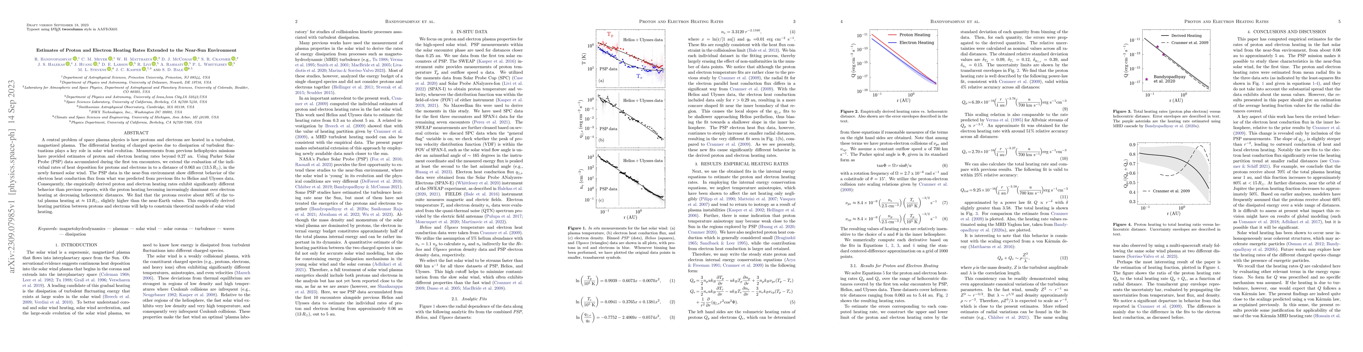Thumbnail for Estimates of Proton and Electron Heating Rates Extended to the Near-Sun
  Environment