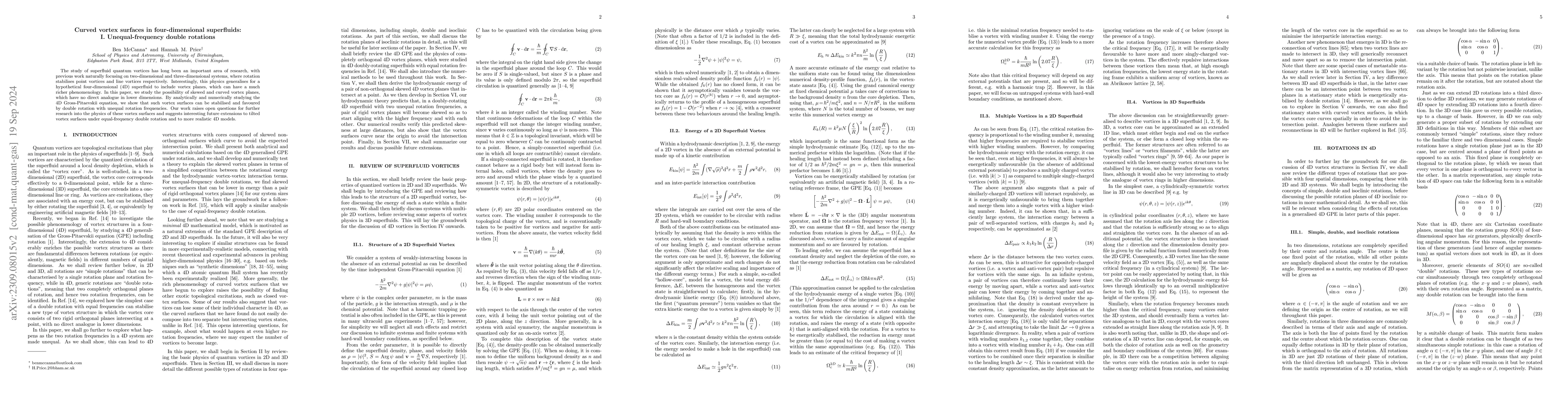 Thumbnail for Curved vortex surfaces in four-dimensional superfluids: I.
  Unequal-frequency double rotations