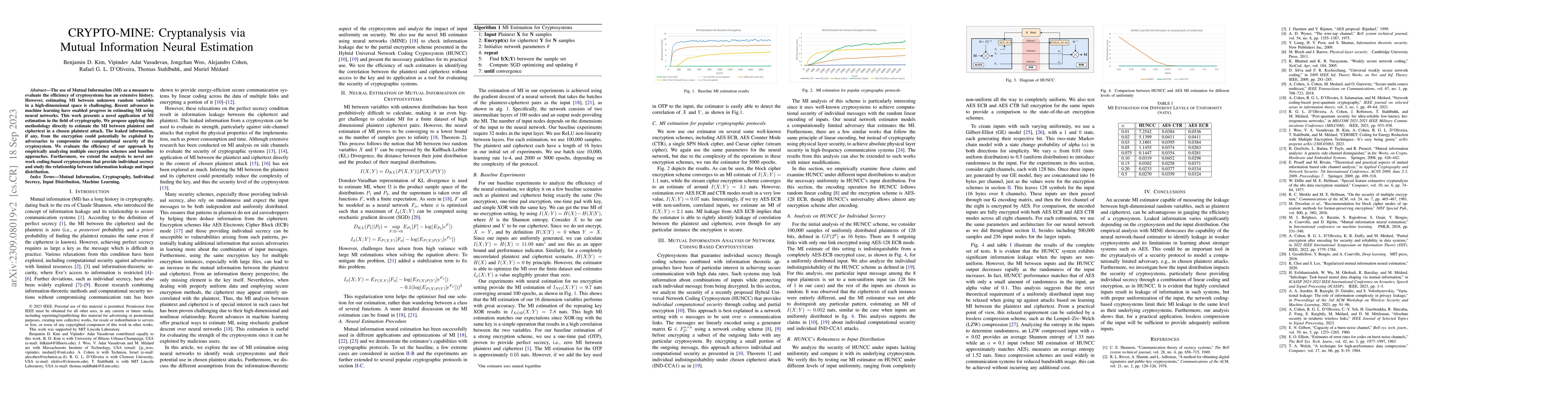Thumbnail for CRYPTO-MINE: Cryptanalysis via Mutual Information Neural Estimation