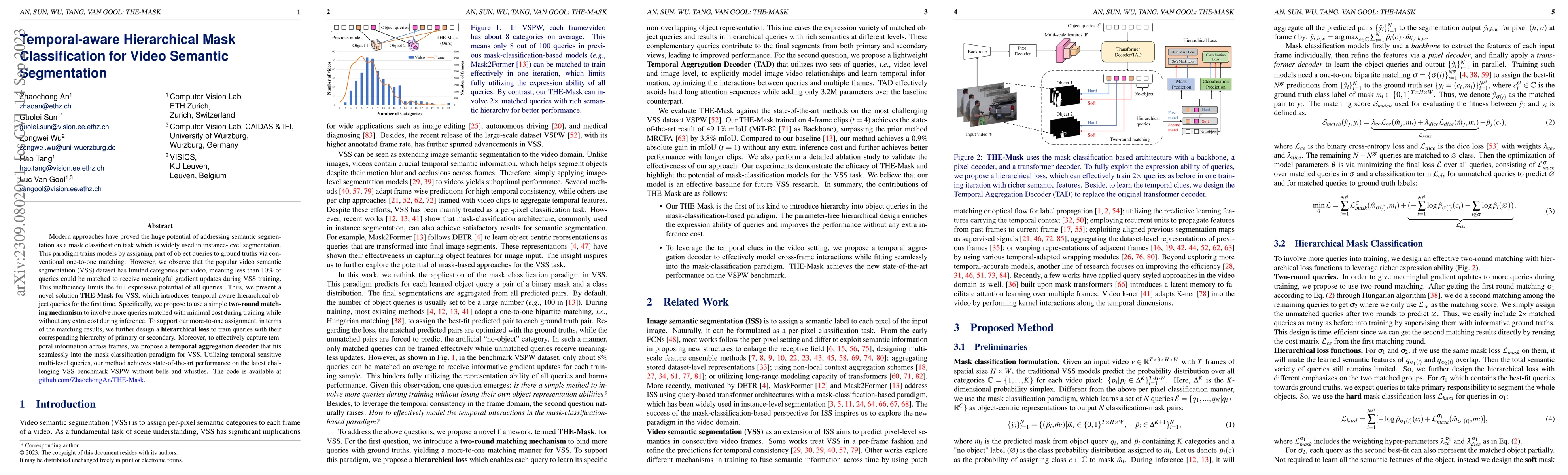 Thumbnail for Temporal-aware Hierarchical Mask Classification for Video Semantic
  Segmentation