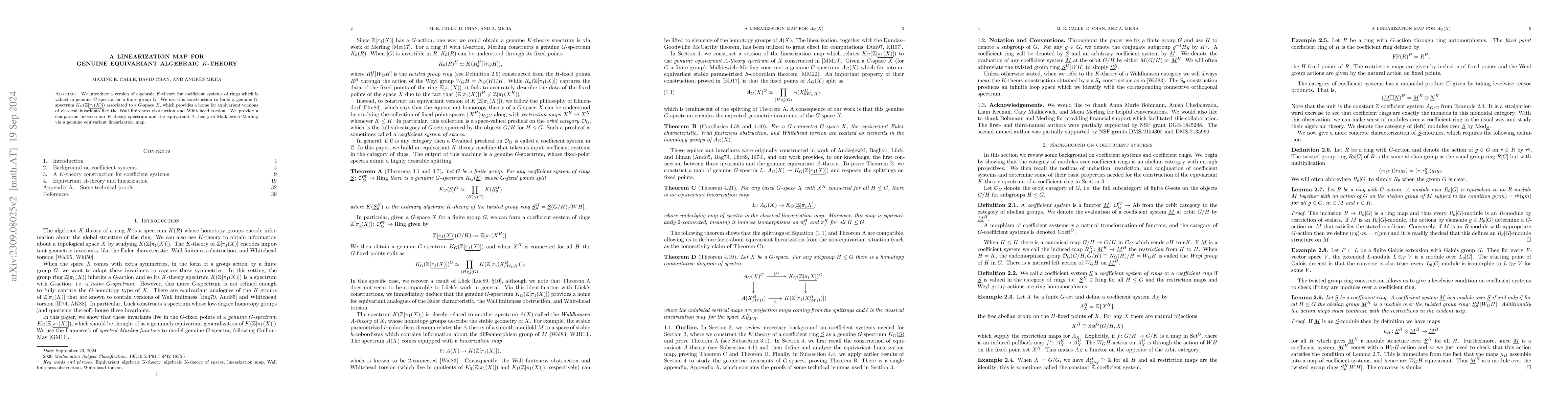 Thumbnail for A linearization map for genuine equivariant algebraic $K$-theory