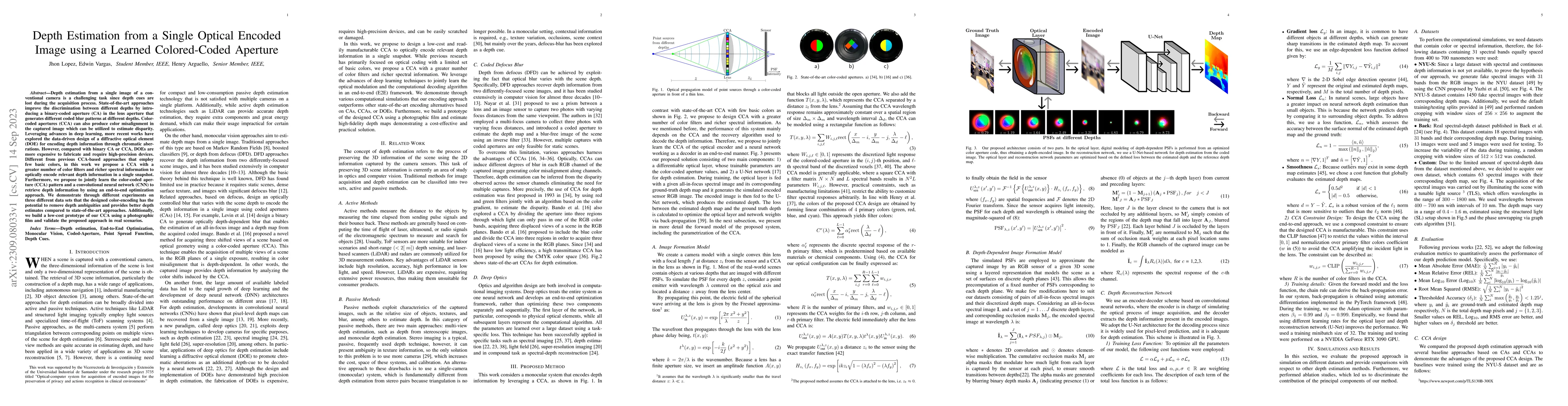Thumbnail for Depth Estimation from a Single Optical Encoded Image using a Learned
  Colored-Coded Aperture