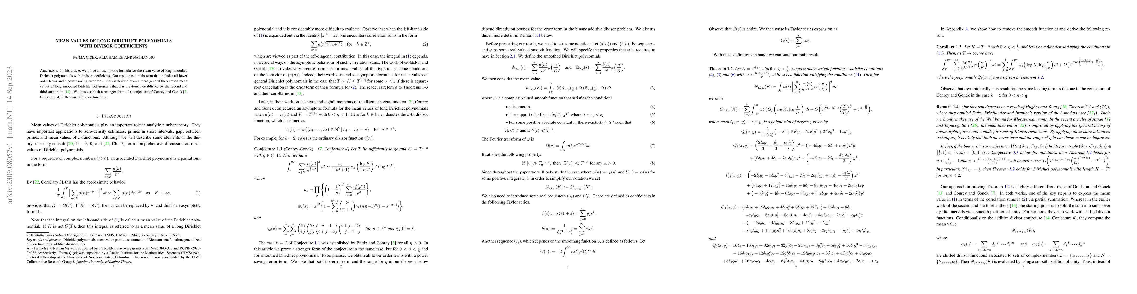 Thumbnail for Mean values of long Dirichlet polynomials with divisor coefficients