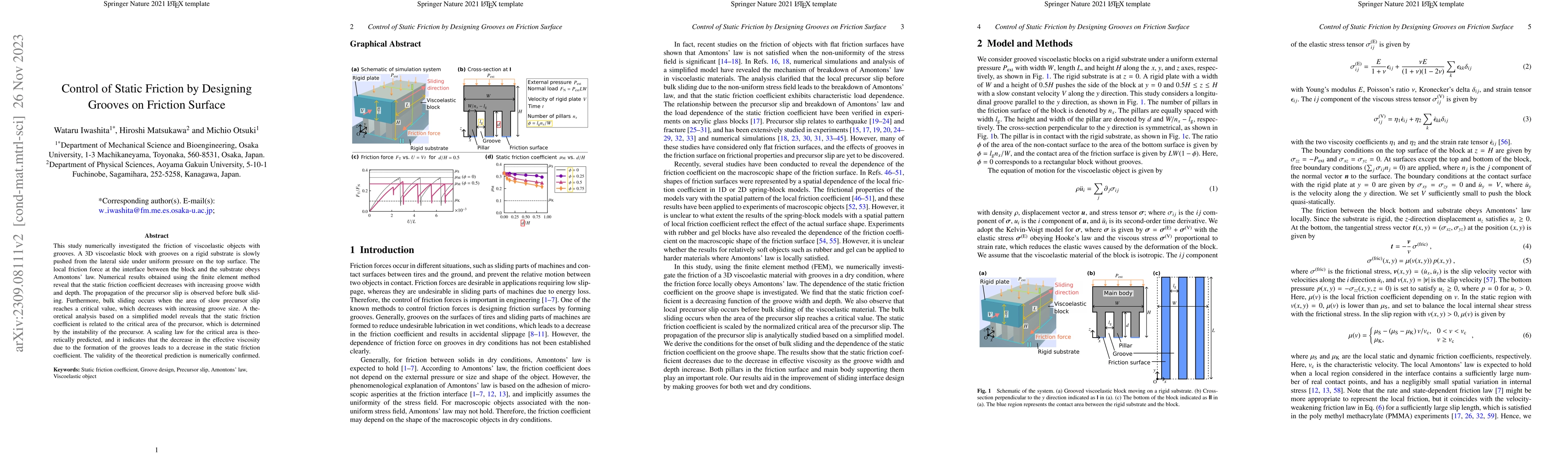 Thumbnail for Control of Static Friction by Designing Grooves on Friction Surface