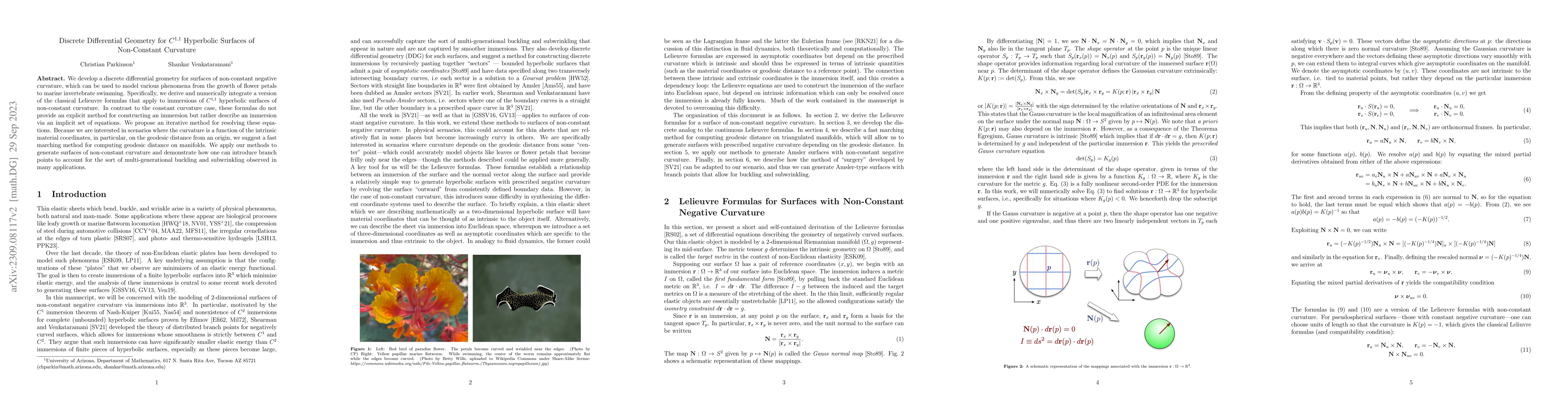 Thumbnail for Discrete Differential Geometry for $C^{1,1}$ Hyperbolic Surfaces of
  Non-Constant Curvature