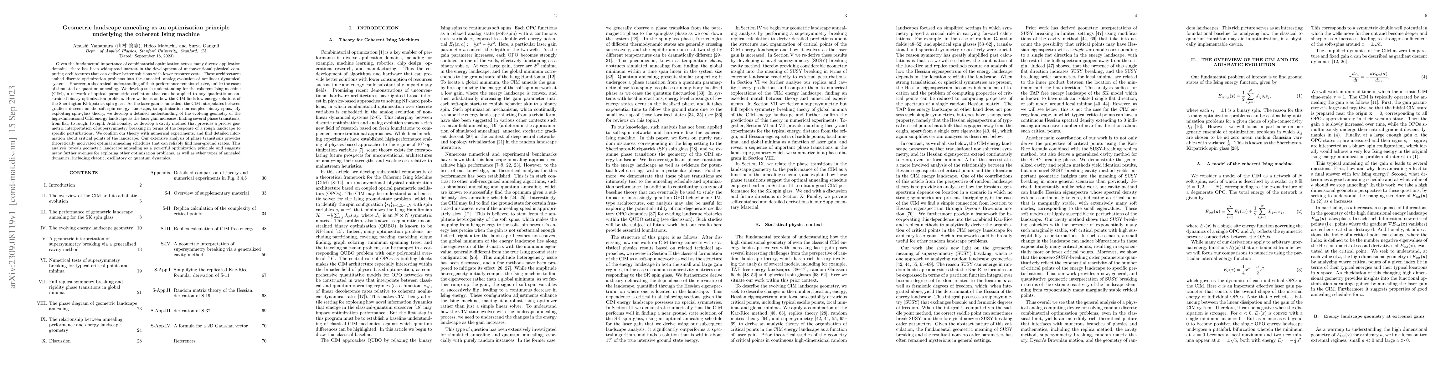 Thumbnail for Geometric landscape annealing as an optimization principle underlying
  the coherent Ising machine