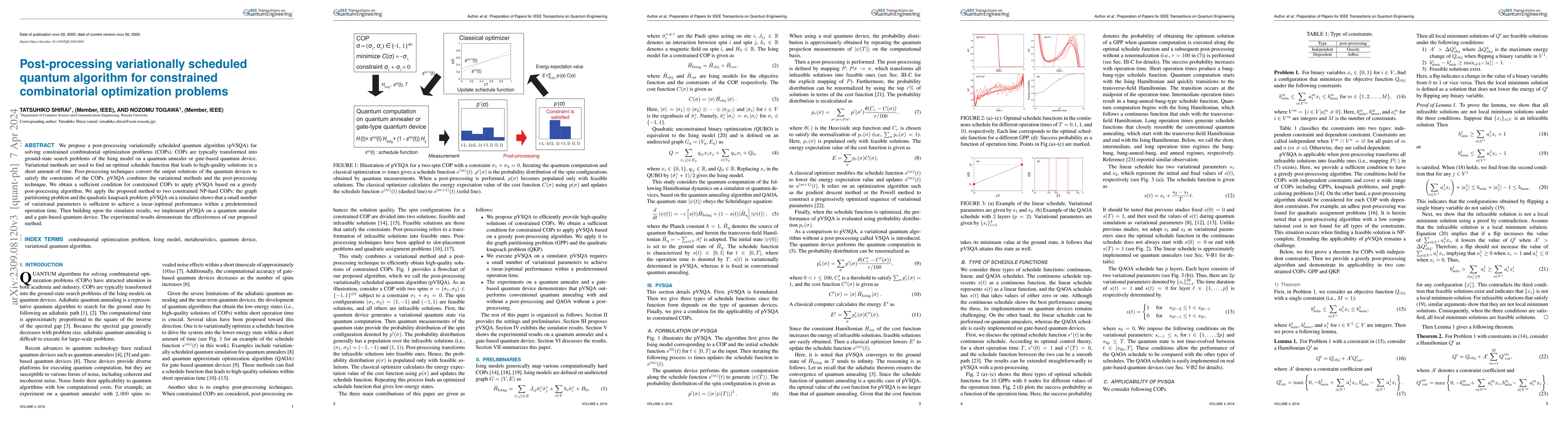 Thumbnail for Post-processing variationally scheduled quantum algorithm for
  constrained combinatorial optimization problems