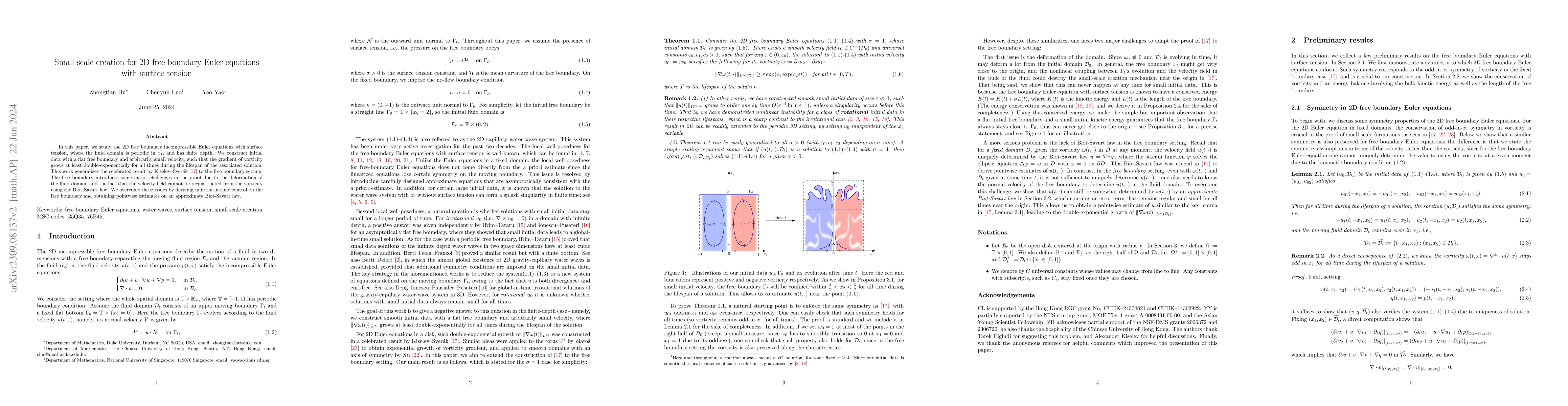 Thumbnail for Small scale creation for 2D free boundary Euler equations with surface
  tension