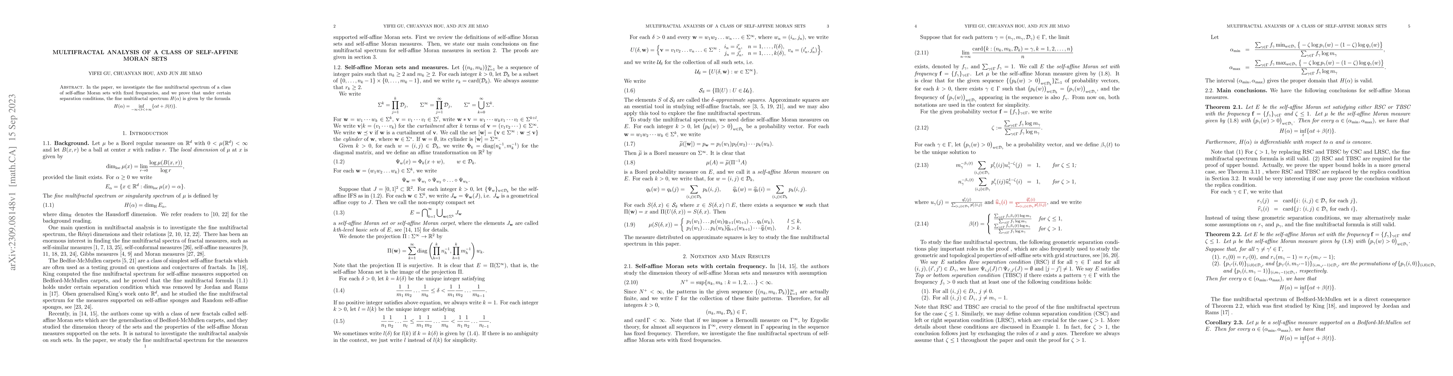 Thumbnail for Multifractal analysis of a class of self-affine Moran sets