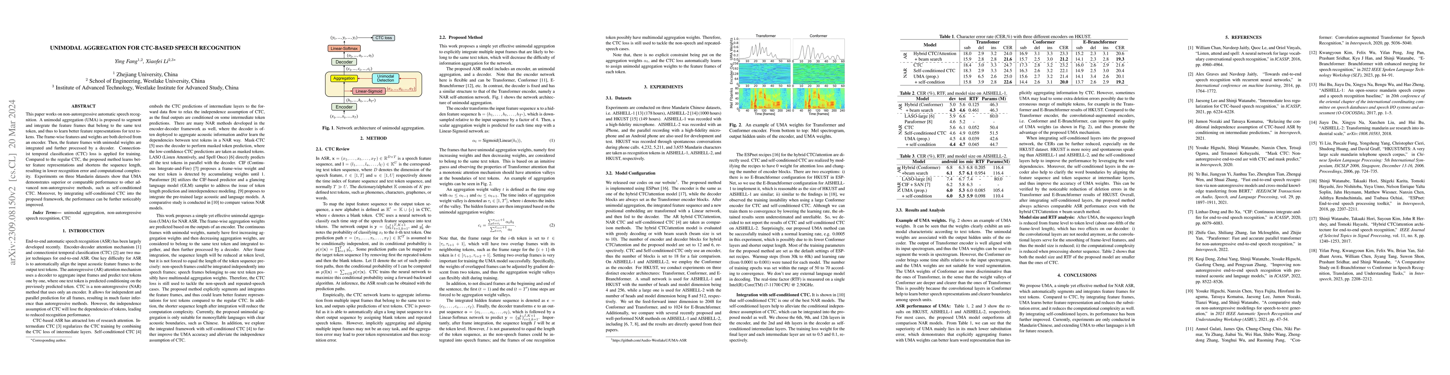 Thumbnail for Unimodal Aggregation for CTC-based Speech Recognition