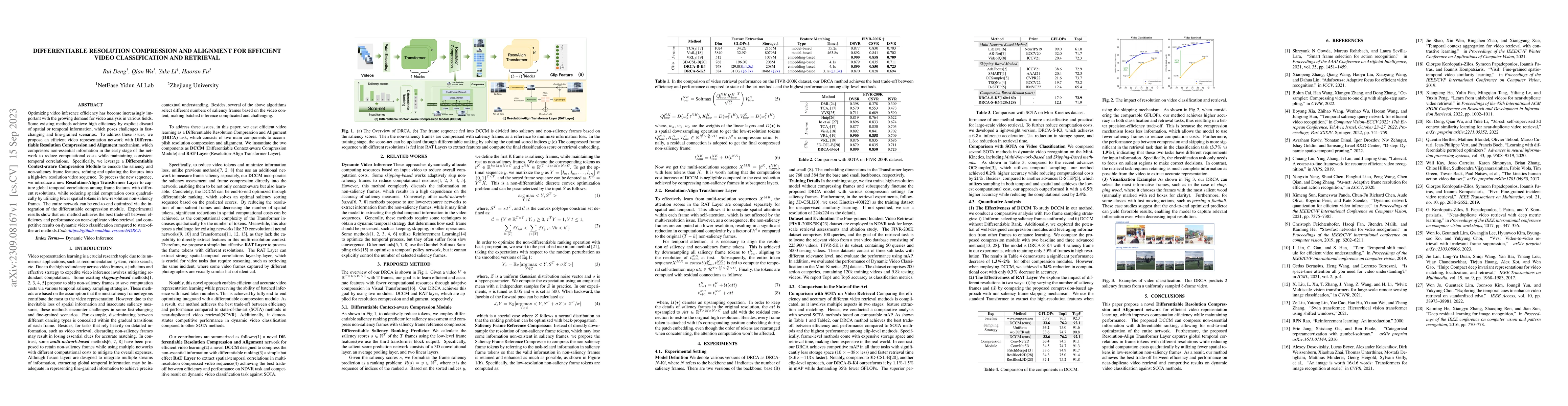 Thumbnail for Differentiable Resolution Compression and Alignment for Efficient Video
  Classification and Retrieval