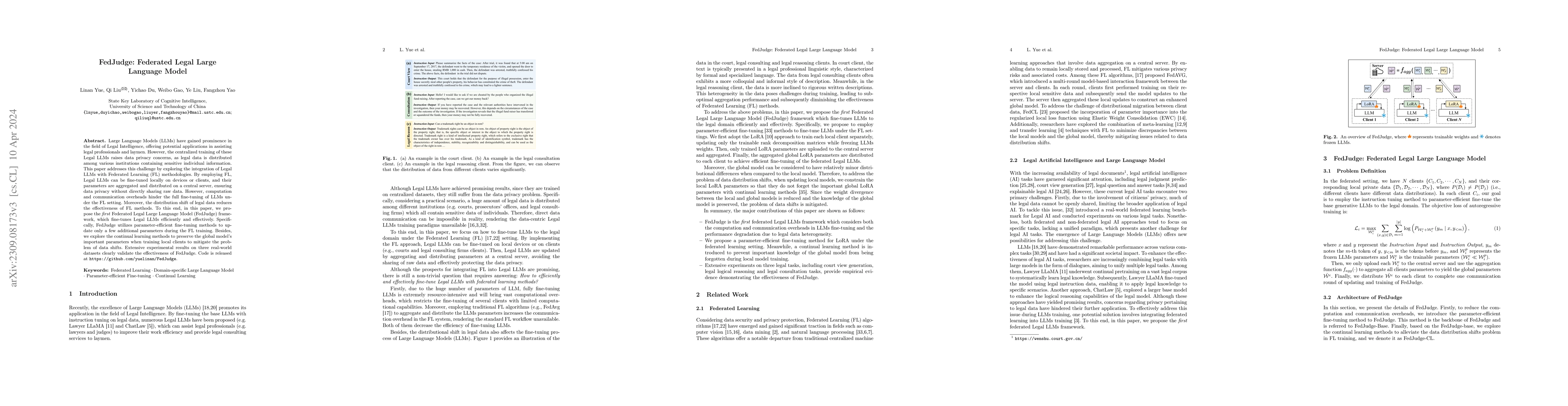 Thumbnail for FedJudge: Federated Legal Large Language Model