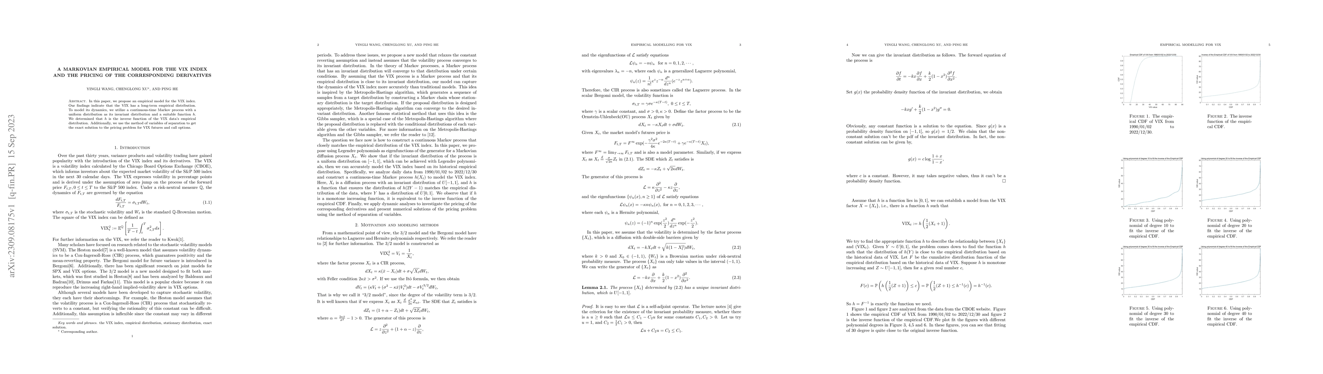 Thumbnail for A Markovian empirical model for the VIX index and the pricing of the
  corresponding derivatives