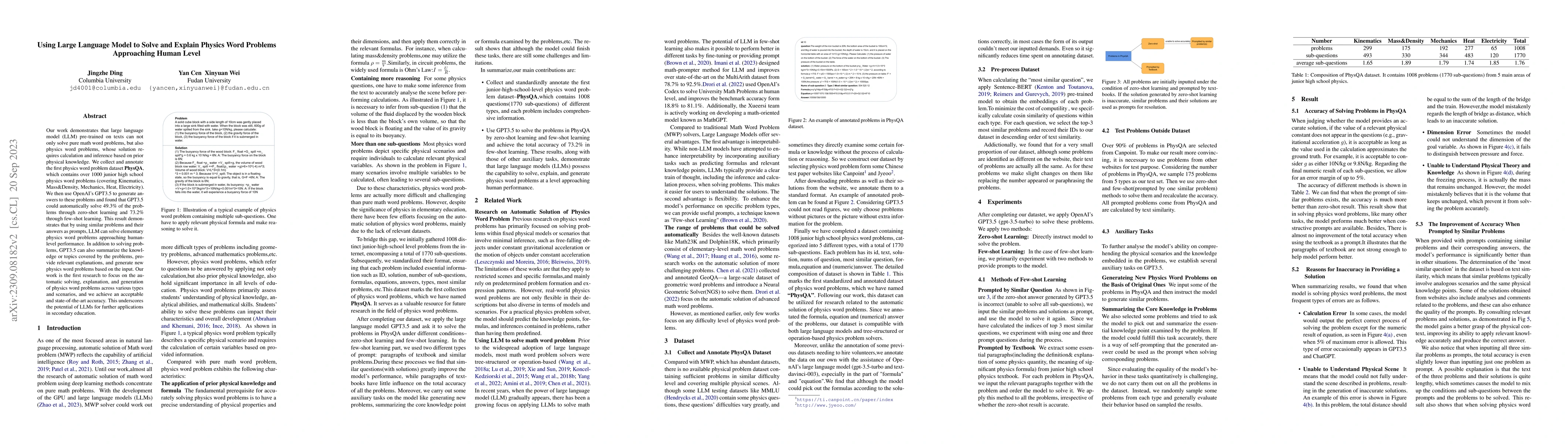 Thumbnail for Using Large Language Model to Solve and Explain Physics Word Problems
  Approaching Human Level