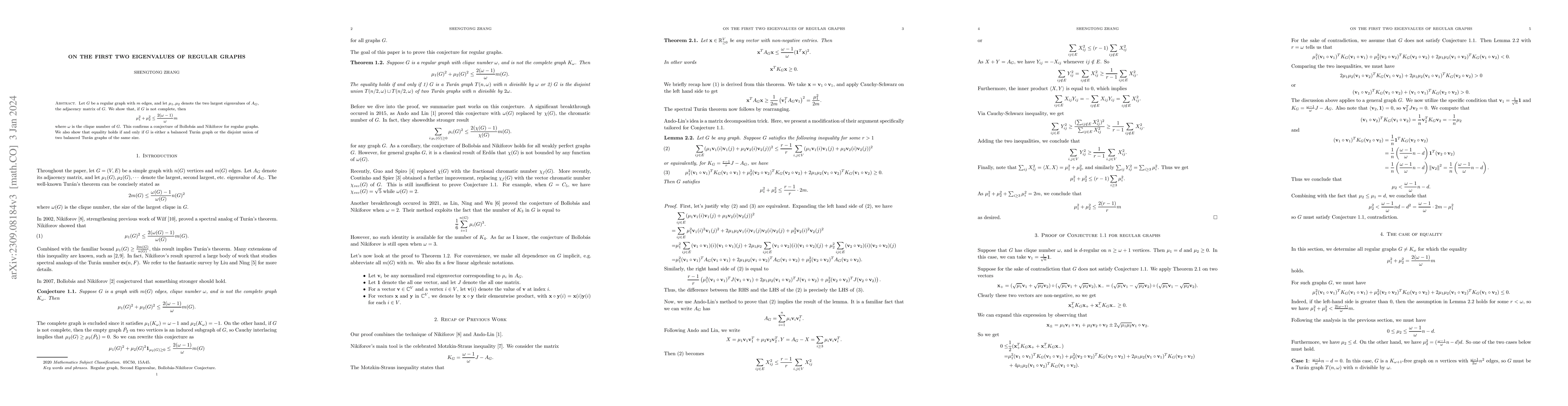 Thumbnail for On the first two eigenvalues of regular graphs