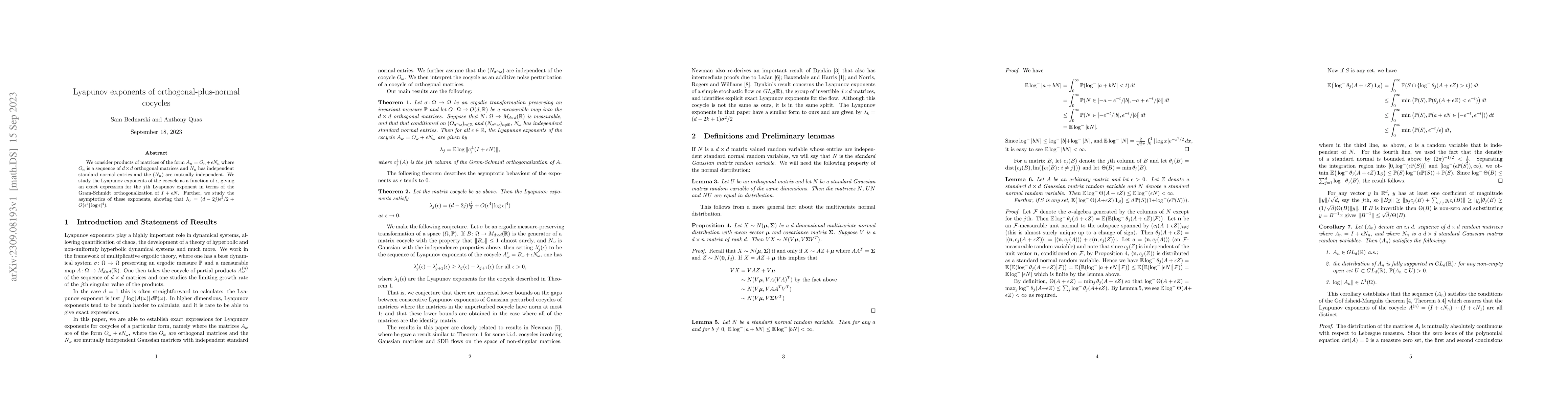 Thumbnail for Lyapunov exponents of orthogonal-plus-normal cocycles