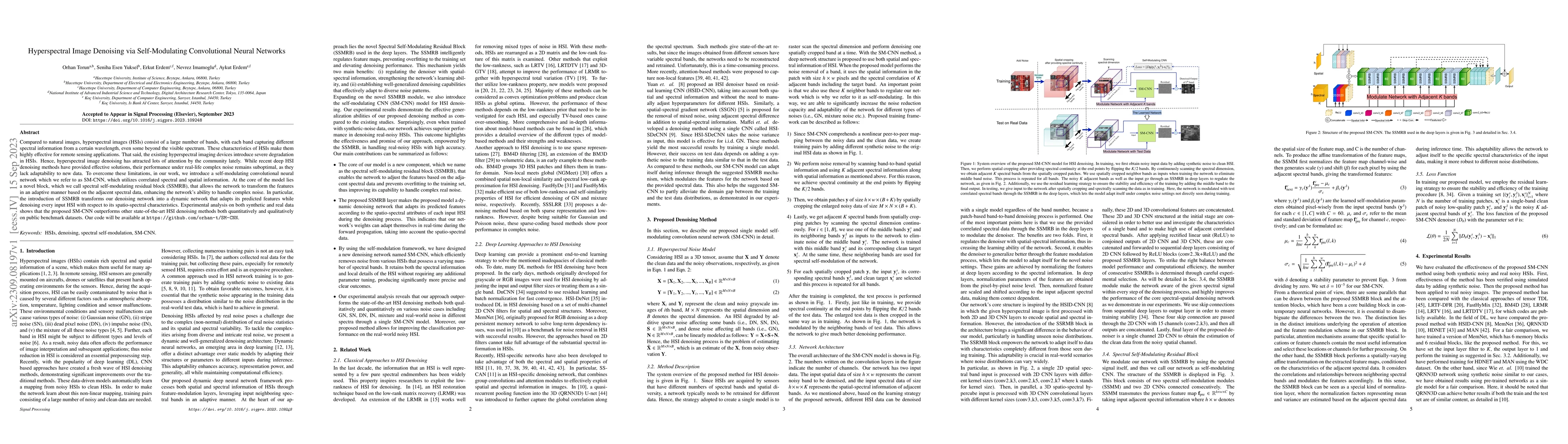 Thumbnail for Hyperspectral Image Denoising via Self-Modulating Convolutional Neural
  Networks