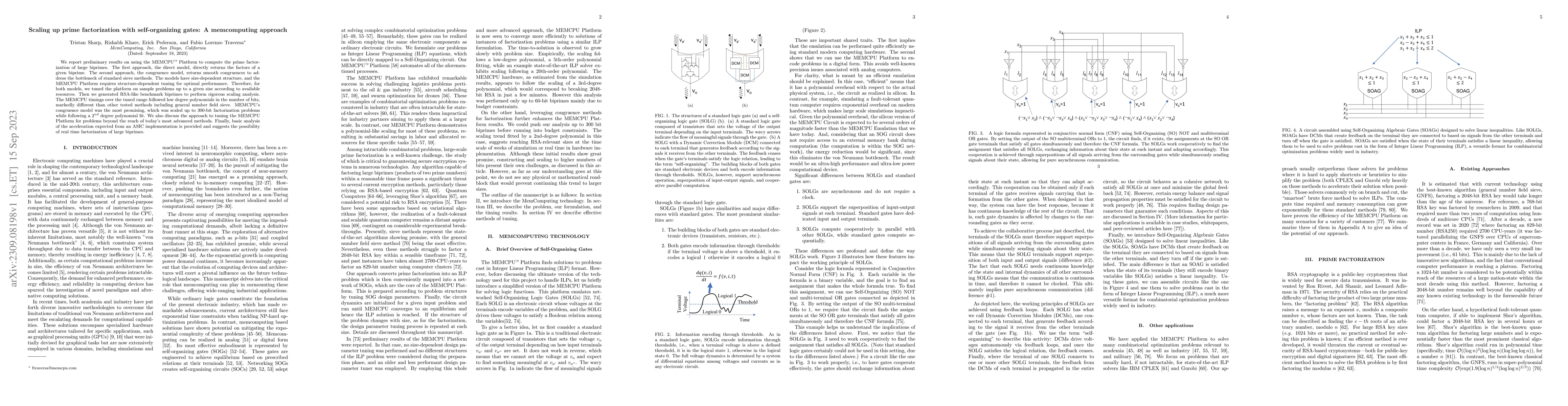 Thumbnail for Scaling up prime factorization with self-organizing gates: A
  memcomputing approach