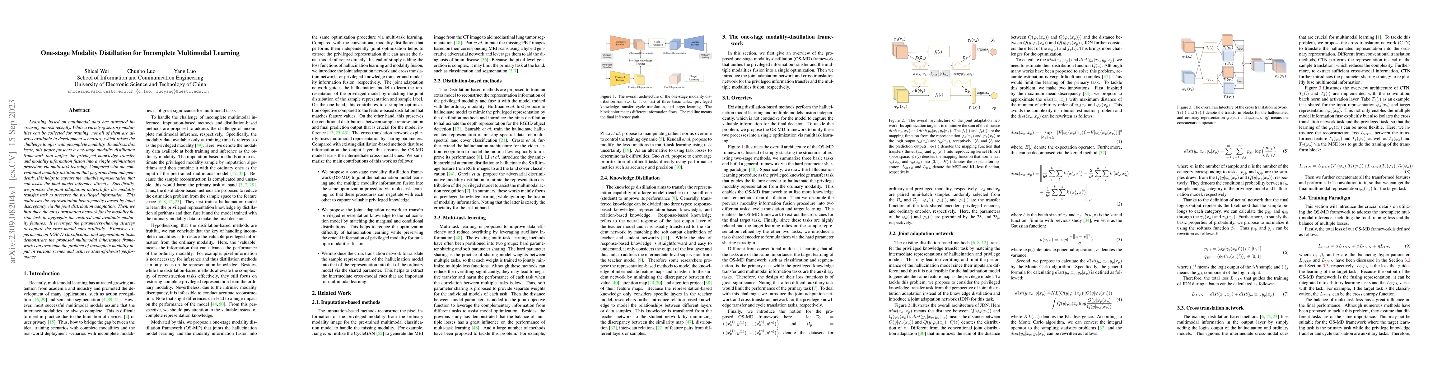 Thumbnail for One-stage Modality Distillation for Incomplete Multimodal Learning