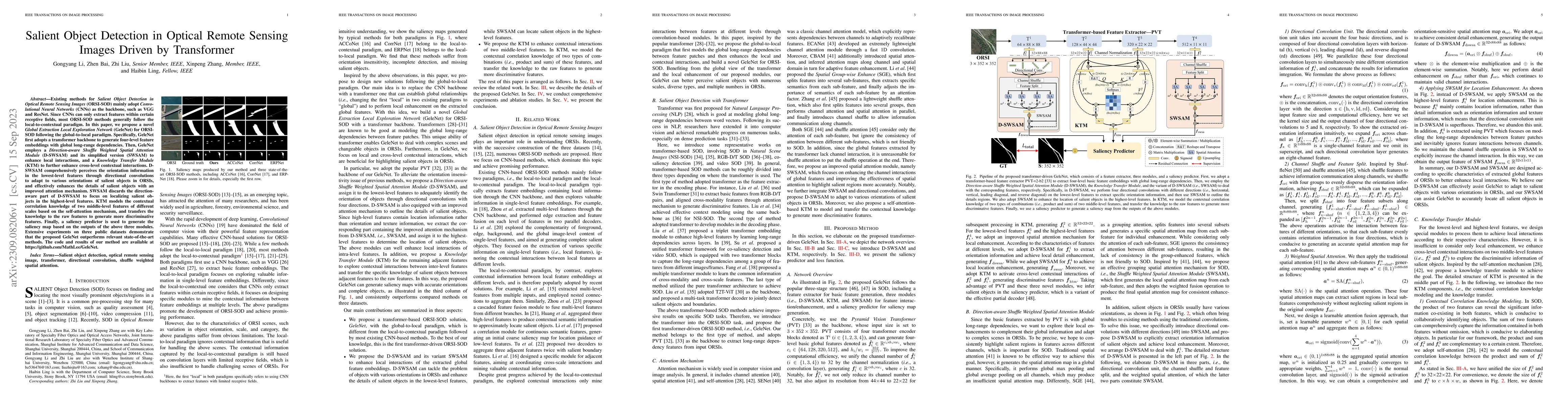 Thumbnail for Salient Object Detection in Optical Remote Sensing Images Driven by
  Transformer