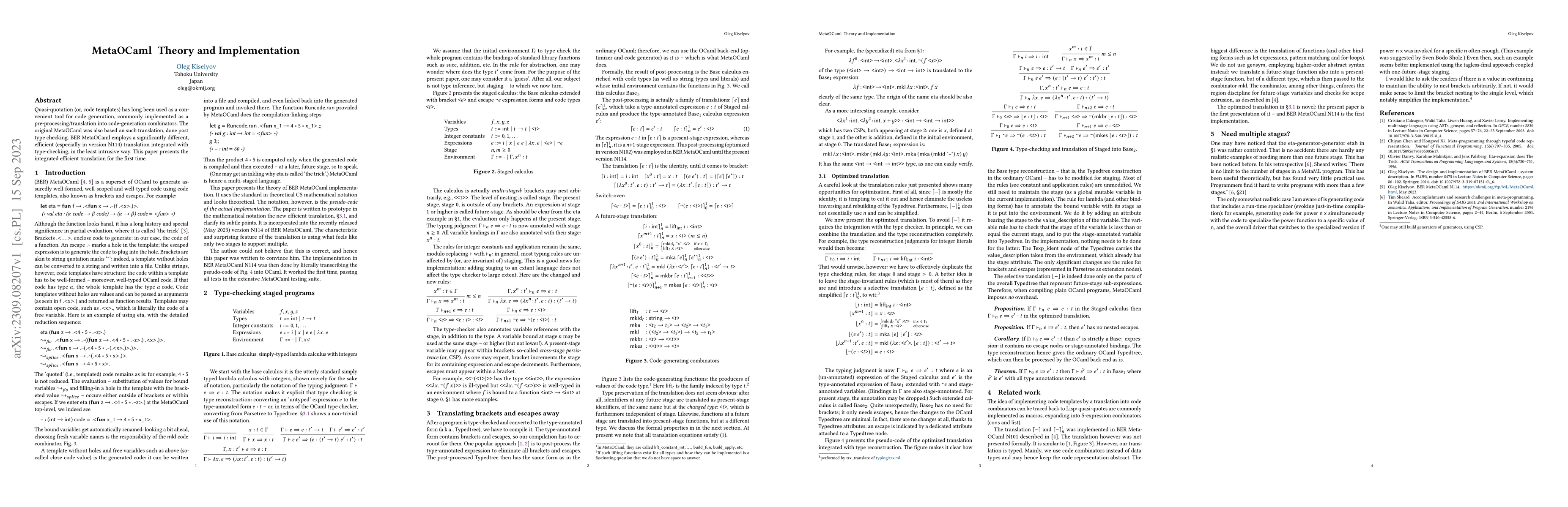 Thumbnail for MetaOCaml Theory and Implementation