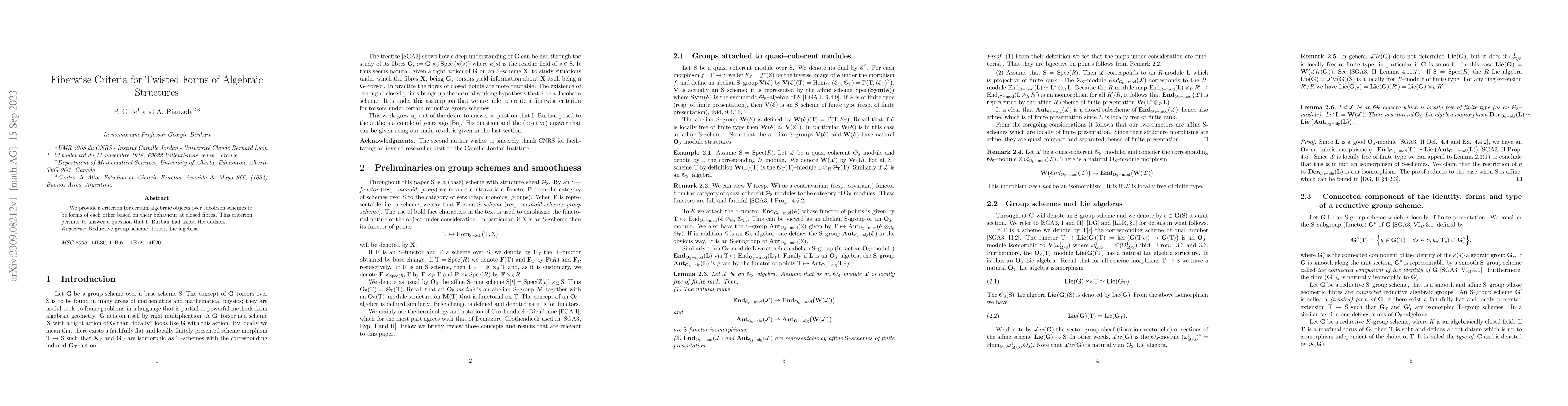 Thumbnail for Fiberwise criteria for Twisted Forms of Algebraic Structures