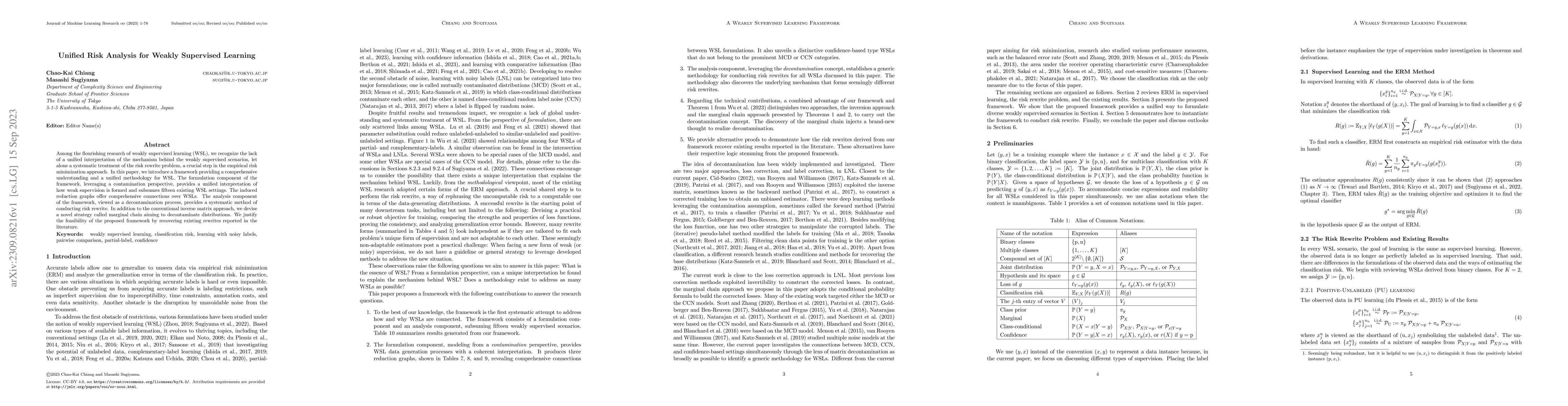 Thumbnail for Unified Risk Analysis for Weakly Supervised Learning