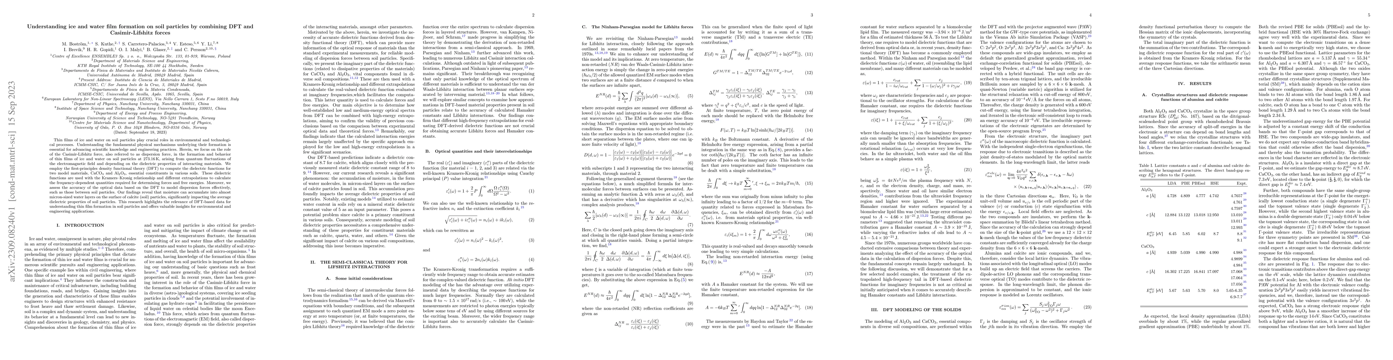 Thumbnail for Understanding ice and water film formation on soil particles by
  combining DFT and Casimir-Lifshitz forces
