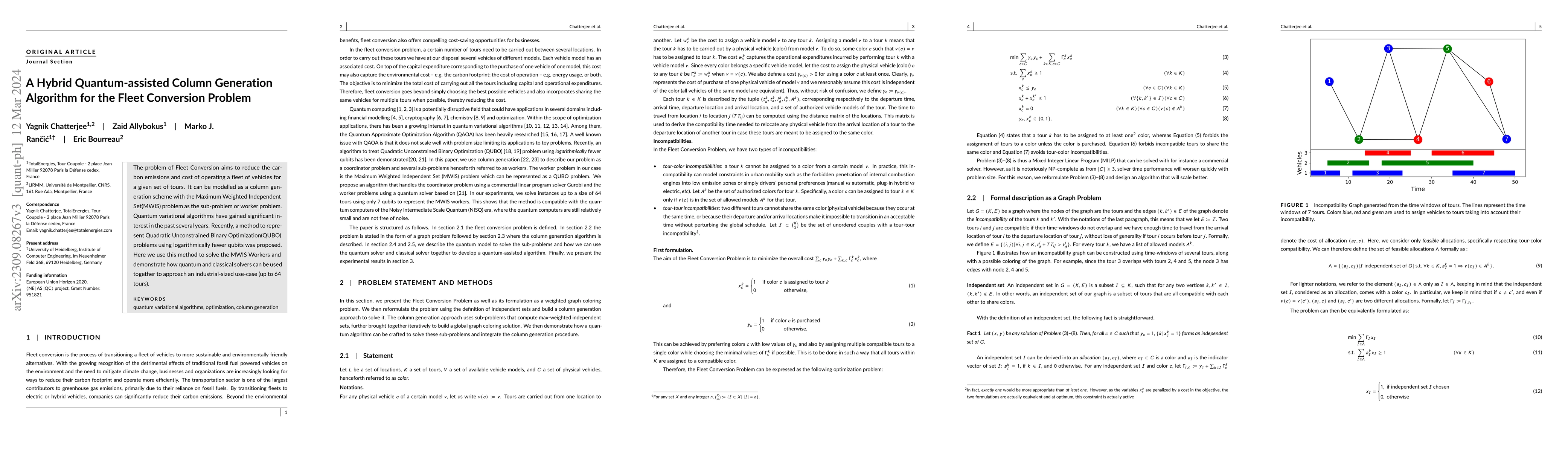 Thumbnail for A Hybrid Quantum-assisted Column Generation Algorithm for the Fleet
  Conversion Problem