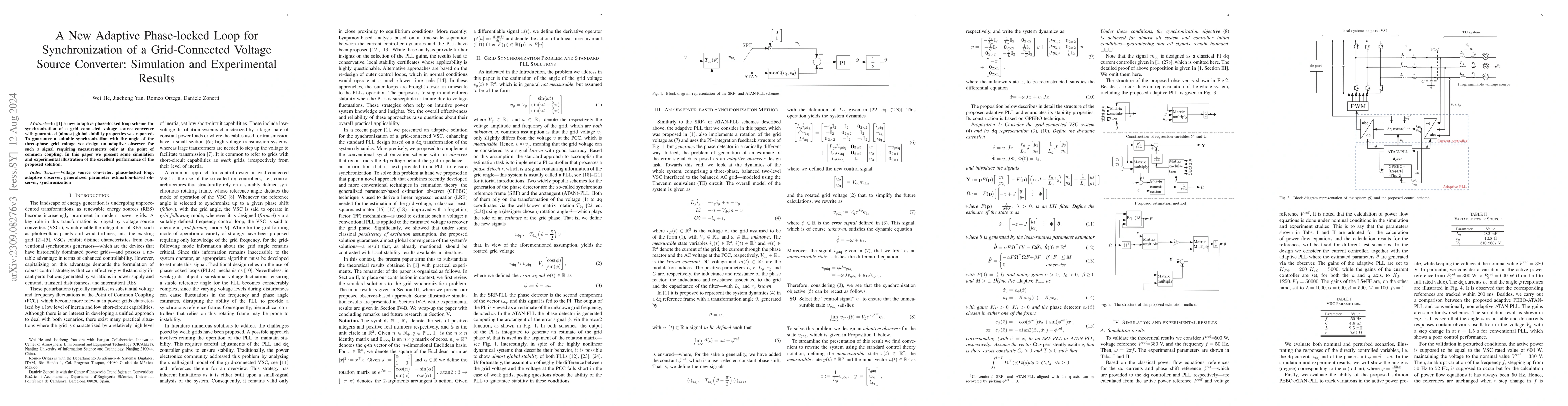 Thumbnail for A New Adaptive Phase-locked Loop for Synchronization of a Grid-Connected
  Voltage Source Converter: Simulation and Experimental Results