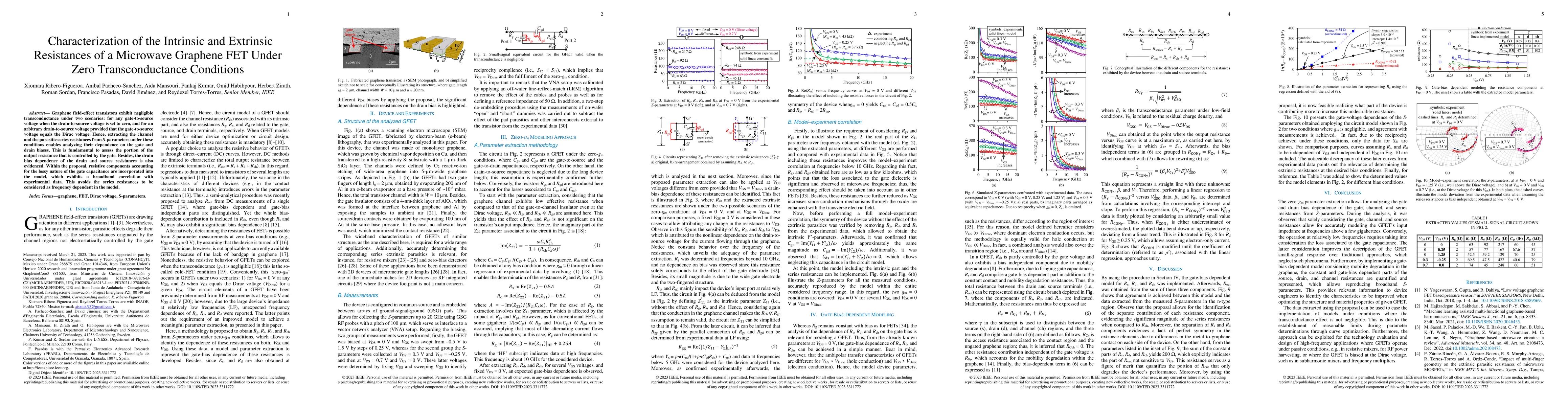 Thumbnail for Characterization of the Intrinsic and Extrinsic Resistances of a
  Microwave Graphene FET Under Zero Transconductance Conditions