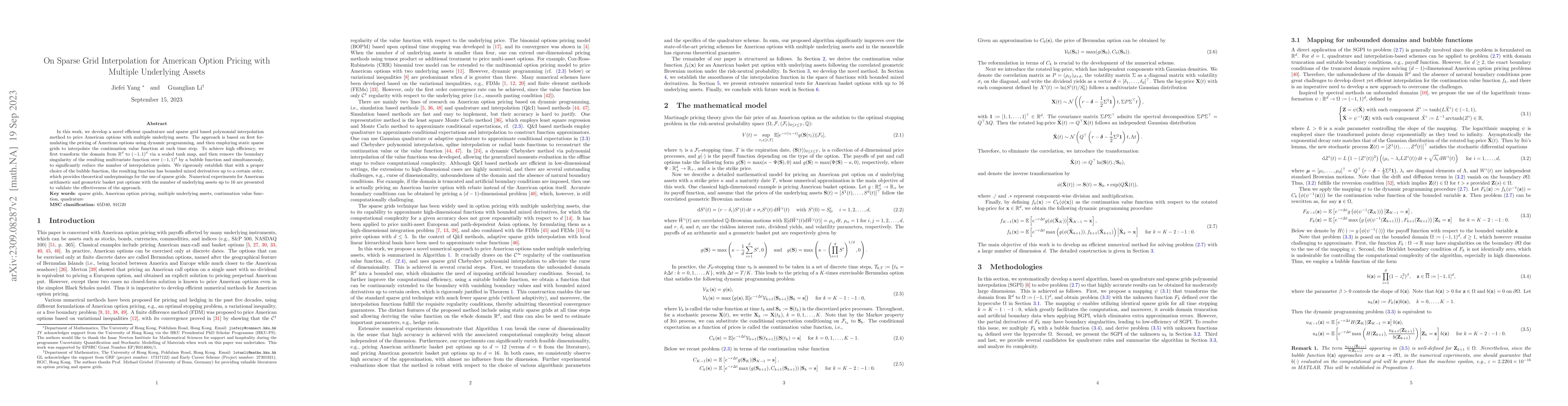 Thumbnail for On Sparse Grid Interpolation for American Option Pricing with Multiple
  Underlying Assets
