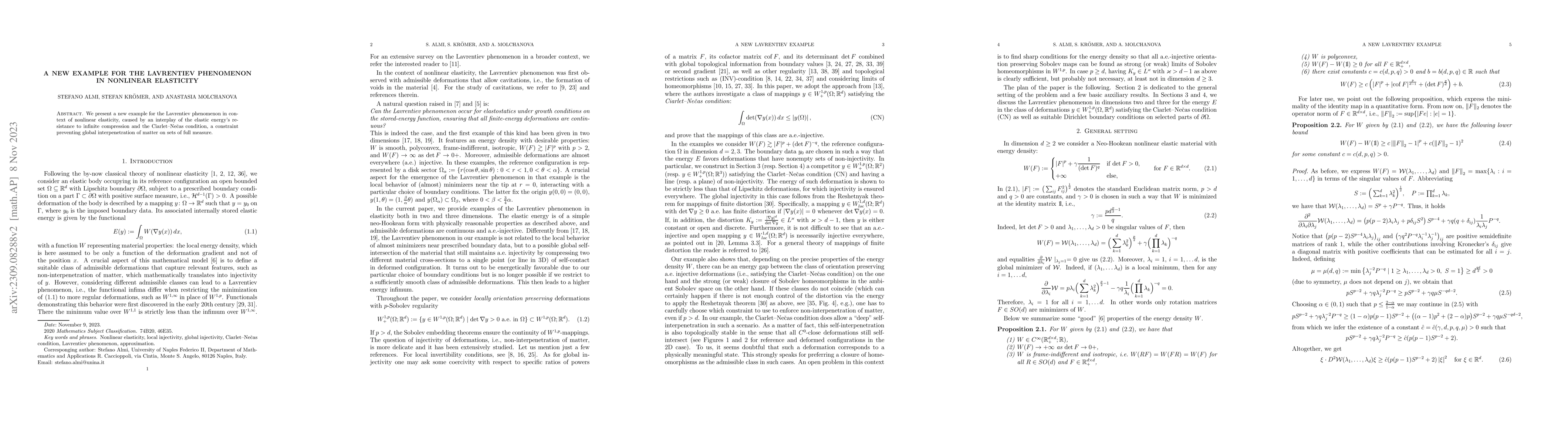 Thumbnail for A new example for the Lavrentiev phenomenon in Nonlinear Elasticity